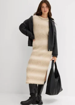 bonprix Bekleidung·Umstandsmode|Bekleidung·Pullover & Strickjacken^Strickkleid aus weichem Woll-Mix kieselbeige/graubraun