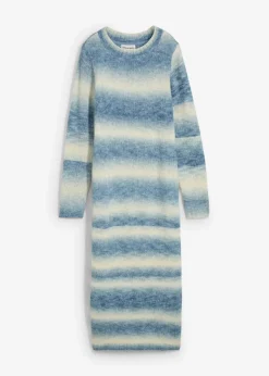 bonprix Kleider|Strickmode^Strickkleid aus weichem Woll-Mix natur/jeansblau