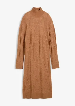 bonprix Bekleidung·Umstandsmode|Bekleidung·Pullover & Strickjacken^Strickkleid aus Zopfstrick schokosorbet meliert