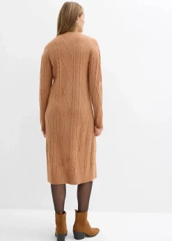 bonprix Bekleidung·Umstandsmode|Bekleidung·Pullover & Strickjacken^Strickkleid aus Zopfstrick schokosorbet meliert