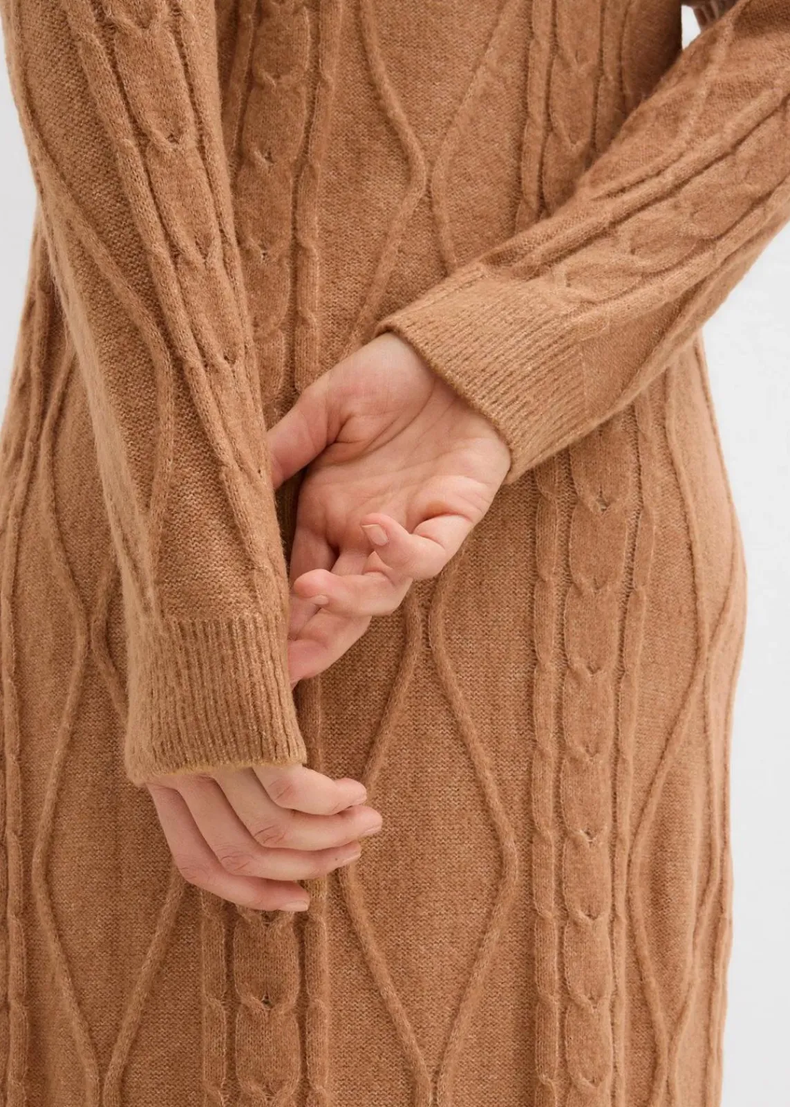 bonprix Bekleidung·Umstandsmode|Bekleidung·Pullover & Strickjacken^Strickkleid aus Zopfstrick schokosorbet meliert