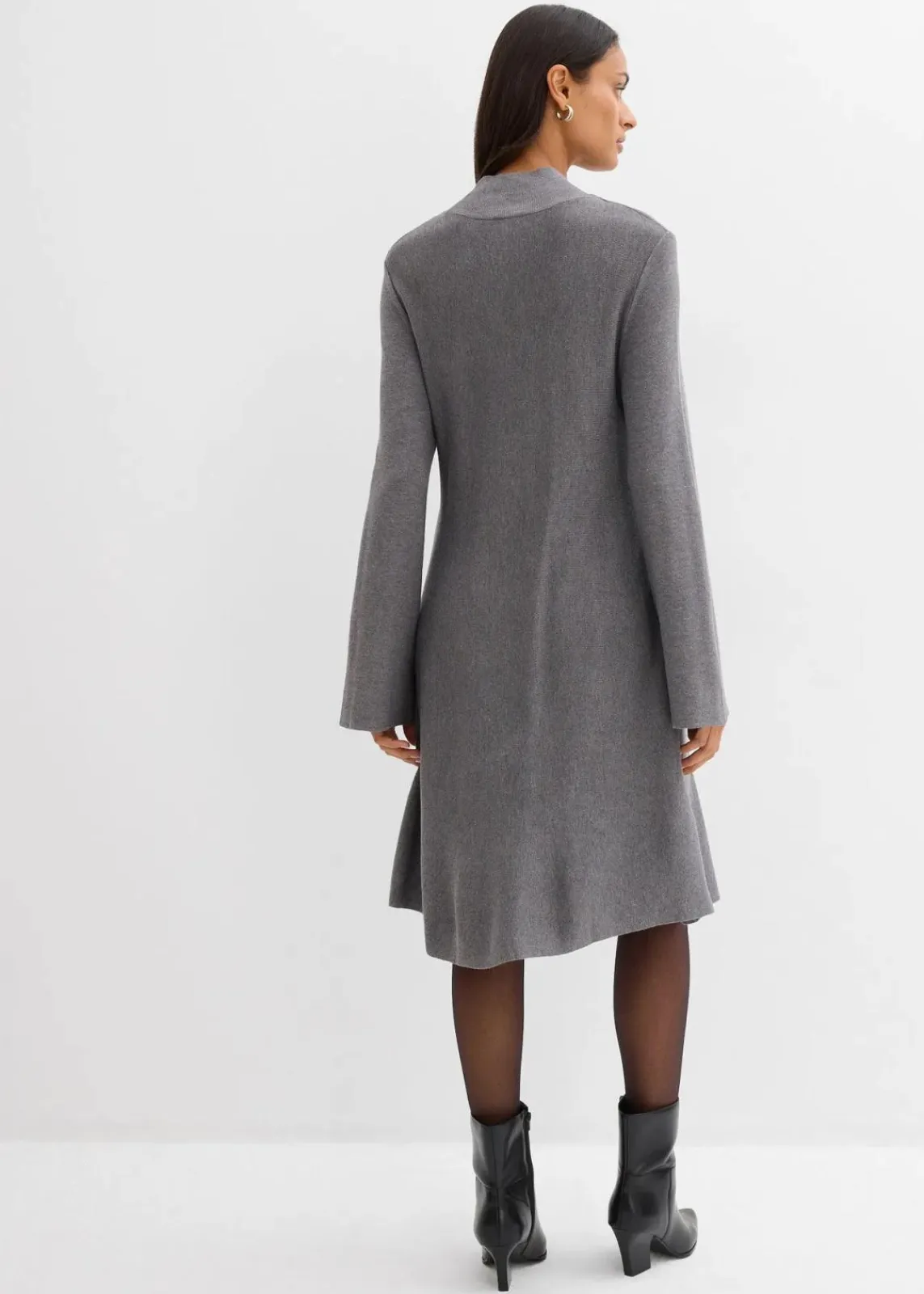 bonprix Bekleidung·Pullover & Strickjacken|Kleider^Strickkleid in A-Linie aus Viskose-Mix grau meliert