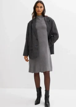 bonprix Bekleidung·Pullover & Strickjacken|Kleider^Strickkleid in A-Linie aus Viskose-Mix grau meliert