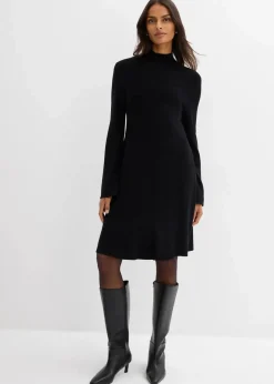bonprix Bekleidung·Umstandsmode|Strickmode^Strickkleid in A-Linie aus Viskose-Mix schwarz