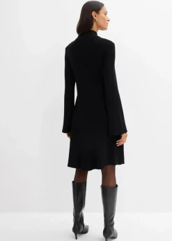 bonprix Bekleidung·Umstandsmode|Strickmode^Strickkleid in A-Linie aus Viskose-Mix schwarz
