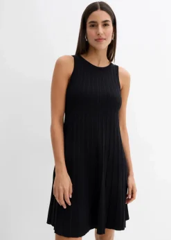 bonprix Kleider|Strickmode^Strickkleid in A-Linie aus Viskose-Mix schwarz