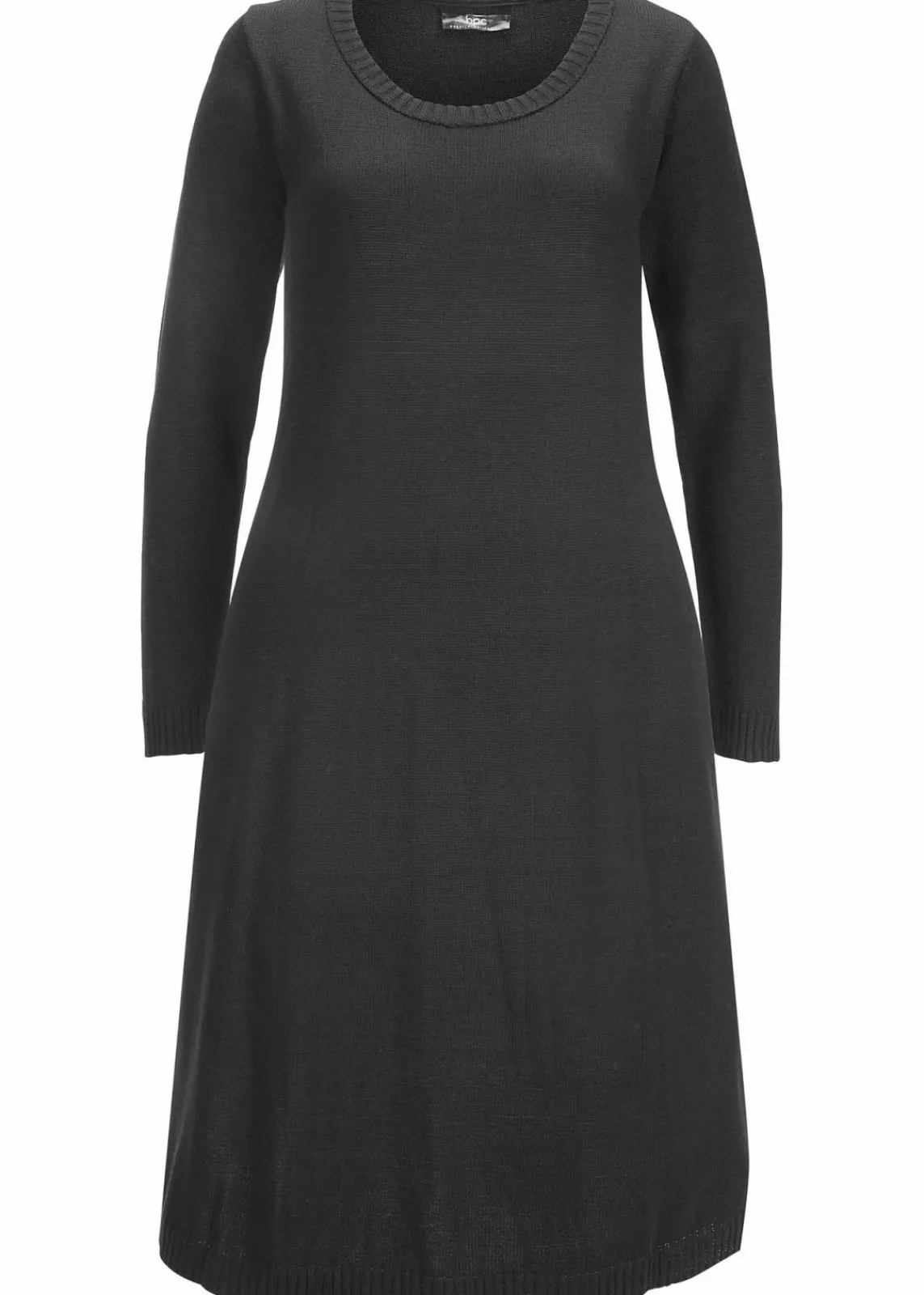 bonprix Kleider|Basics^Strickkleid in ausgestellter Form schwarz