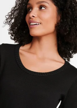 bonprix Kleider|Basics^Strickkleid in ausgestellter Form schwarz