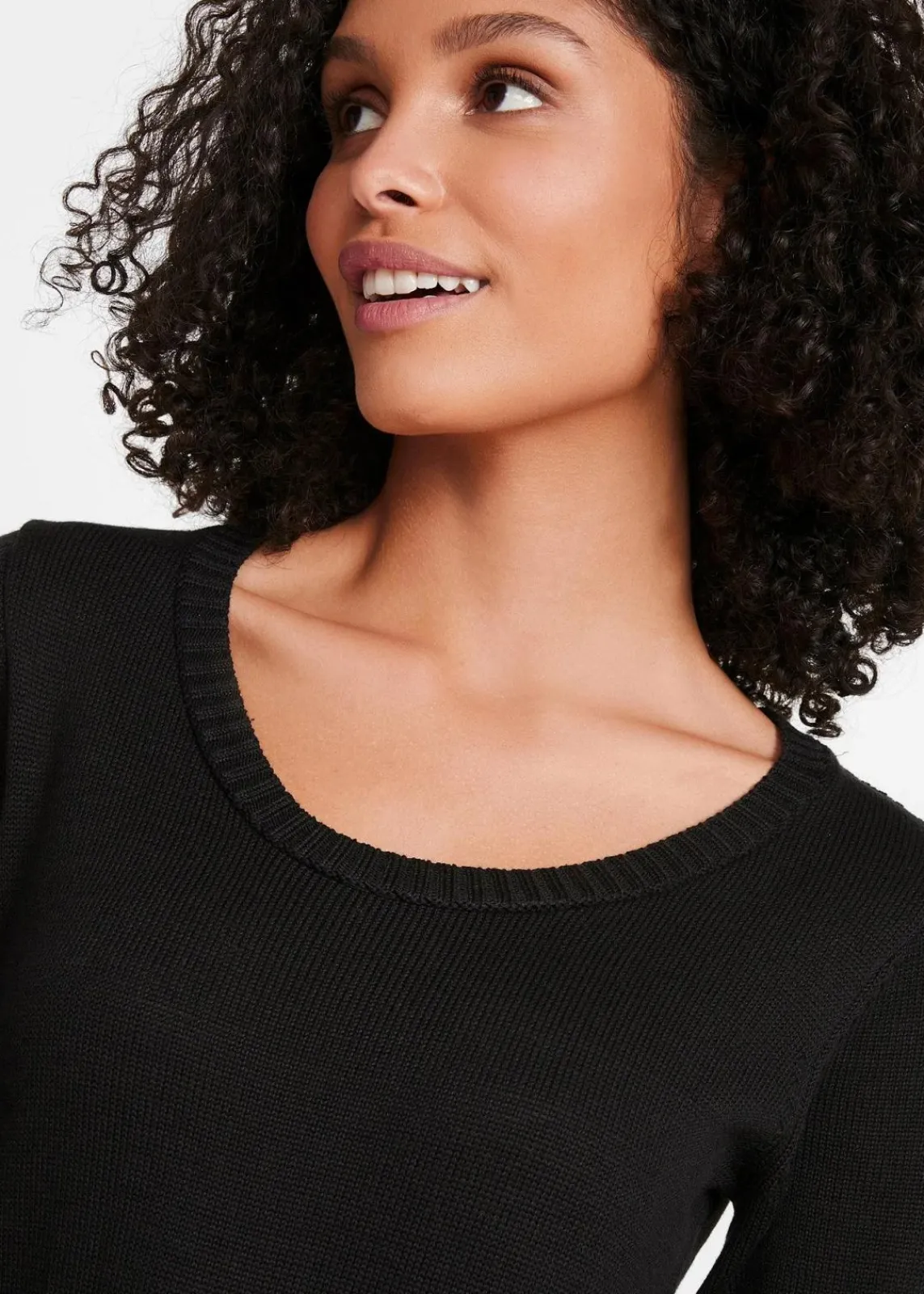 bonprix Kleider|Basics^Strickkleid in ausgestellter Form schwarz