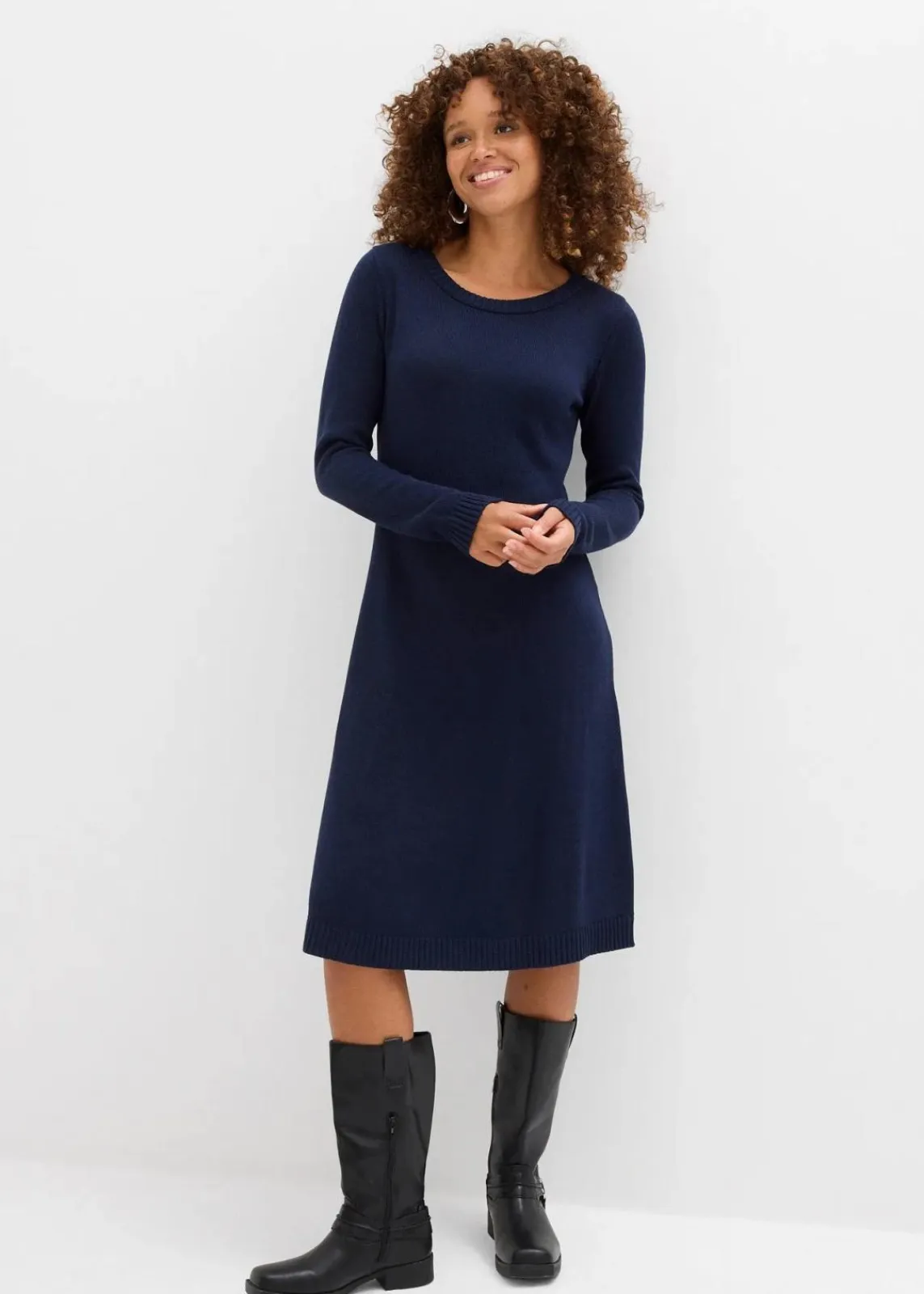 bonprix Bekleidung·Umstandsmode|Bekleidung·Röcke^Strickkleid in ausgestellter Form dunkelblau