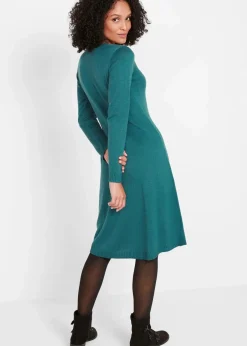 bonprix Kleider|Basics^Strickkleid in ausgestellter Form pfeffergrün
