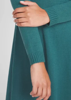 bonprix Kleider|Basics^Strickkleid in ausgestellter Form pfeffergrün