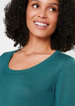 bonprix Kleider|Basics^Strickkleid in ausgestellter Form pfeffergrün