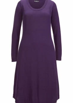 bonprix Kleider|Basics^Strickkleid in ausgestellter Form dunkellila