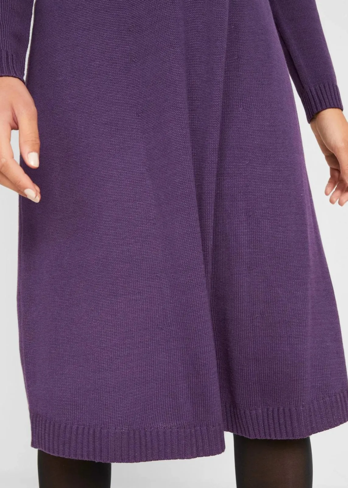 bonprix Kleider|Basics^Strickkleid in ausgestellter Form dunkellila