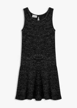 bonprix Strickmode|Kleider^Strickkleid in Häkeloptik schwarz/silber