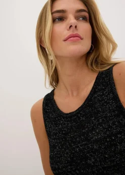 bonprix Strickmode|Kleider^Strickkleid in Häkeloptik schwarz/silber