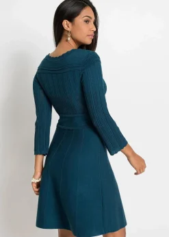bonprix Bekleidung·Umstandsmode|Strickmode^Strickkleid mit Ajourmuster blaupetrol