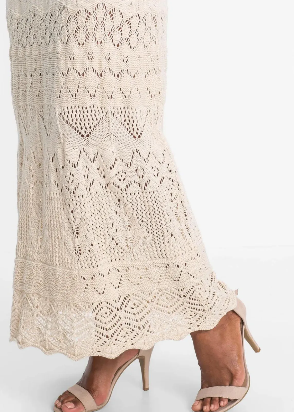 bonprix Bekleidung·Umstandsmode|Bekleidung·Pullover & Strickjacken^Strickkleid mit Ajour-Muster creme