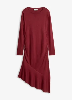 bonprix Bekleidung·Umstandsmode|Bekleidung·Pullover & Strickjacken^Strickkleid mit asymmetrischem Saum aus Baumwolle und Kaschmir rubinrot