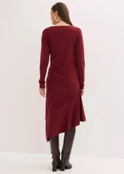 bonprix Bekleidung·Umstandsmode|Bekleidung·Pullover & Strickjacken^Strickkleid mit asymmetrischem Saum aus Baumwolle und Kaschmir rubinrot
