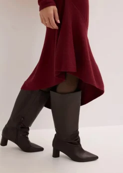 bonprix Bekleidung·Umstandsmode|Bekleidung·Pullover & Strickjacken^Strickkleid mit asymmetrischem Saum aus Baumwolle und Kaschmir rubinrot
