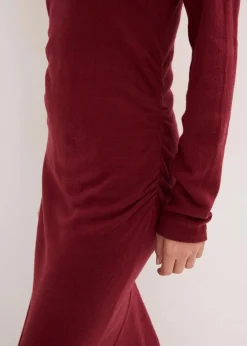 bonprix Bekleidung·Umstandsmode|Bekleidung·Pullover & Strickjacken^Strickkleid mit asymmetrischem Saum aus Baumwolle und Kaschmir rubinrot