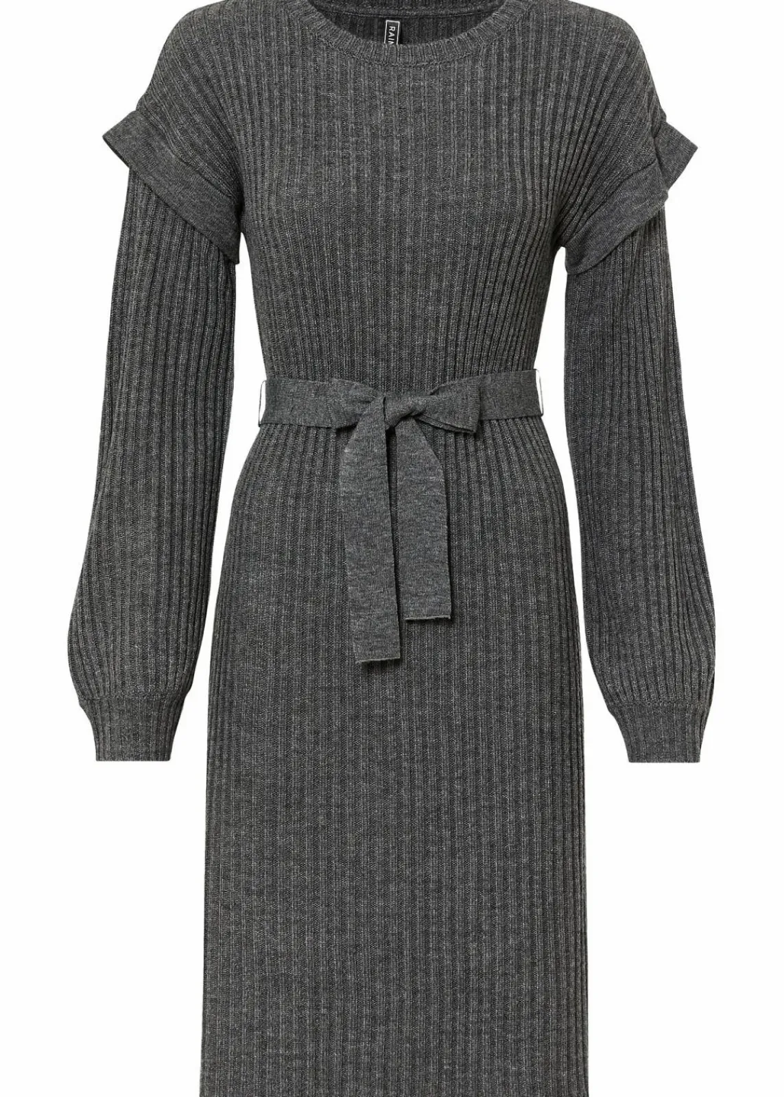 bonprix Strickmode|Kleider^Strickkleid mit Bindeband grau meliert