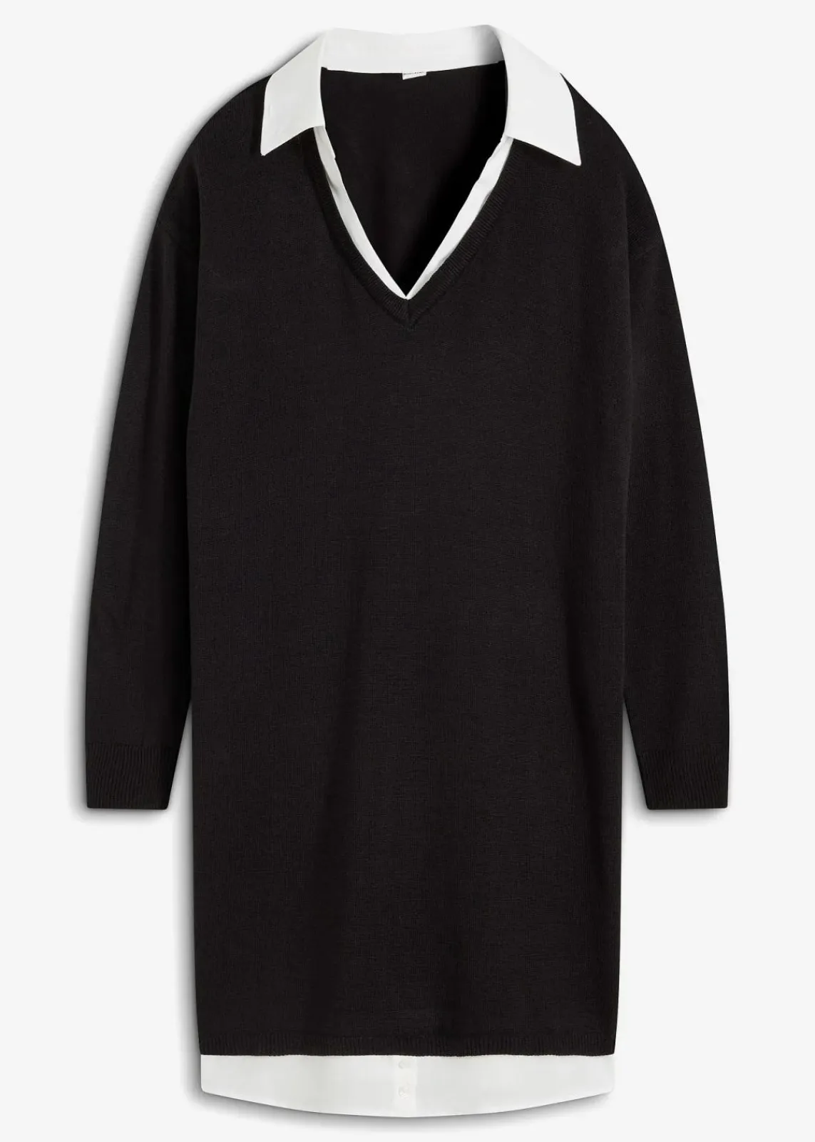 bonprix Bekleidung·Umstandsmode|Bekleidung·Pullover & Strickjacken^Strickkleid mit Blusen-Einsatz schwarz