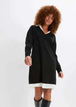 bonprix Bekleidung·Umstandsmode|Bekleidung·Pullover & Strickjacken^Strickkleid mit Blusen-Einsatz schwarz