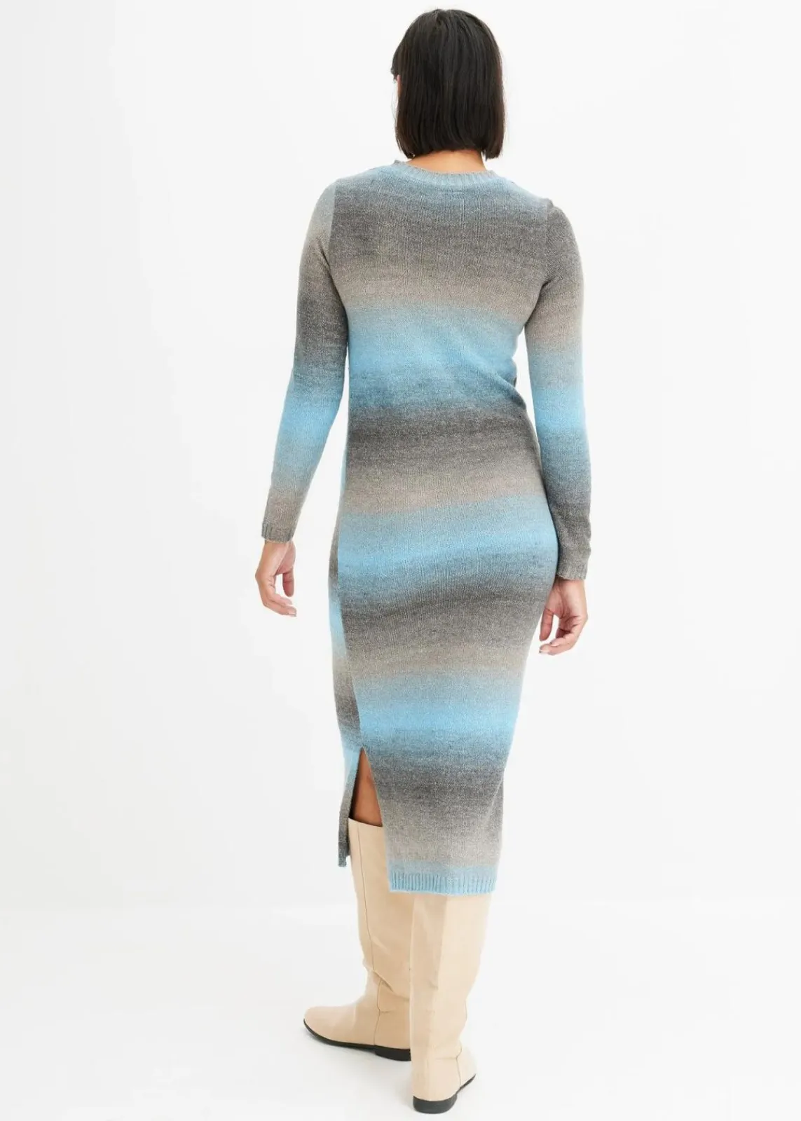 bonprix Bekleidung·Umstandsmode|Bekleidung·Pullover & Strickjacken^Strickkleid mit Farbverlauf alpenblau/hellgrau meliert/grau/rauchgrau/anthrazit