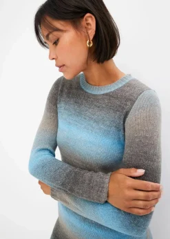 bonprix Bekleidung·Umstandsmode|Bekleidung·Pullover & Strickjacken^Strickkleid mit Farbverlauf alpenblau/hellgrau meliert/grau/rauchgrau/anthrazit
