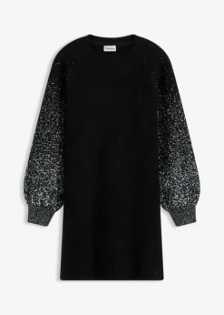 bonprix Bekleidung·Umstandsmode|Bekleidung·Pullover & Strickjacken^Strickkleid mit Glitzer-Effekt schwarz/silber