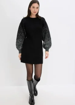bonprix Bekleidung·Umstandsmode|Bekleidung·Pullover & Strickjacken^Strickkleid mit Glitzer-Effekt schwarz/silber