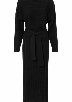 bonprix Kleider^Strickkleid mit Gürtel (2-tlg.Set) schwarz