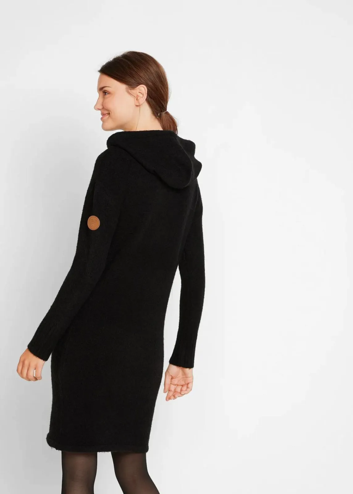 bonprix Bekleidung·Umstandsmode|Bekleidung·Pullover & Strickjacken^Strickkleid mit Kapuze schwarz