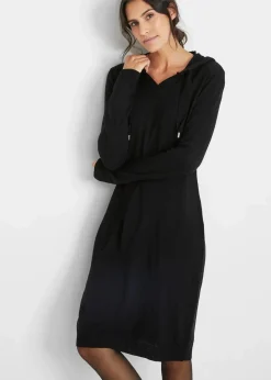 bonprix Bekleidung·Umstandsmode|Bekleidung·Pullover & Strickjacken^Strickkleid mit Kapuze schwarz
