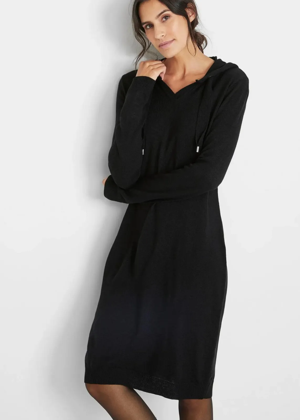 bonprix Bekleidung·Umstandsmode|Bekleidung·Pullover & Strickjacken^Strickkleid mit Kapuze schwarz