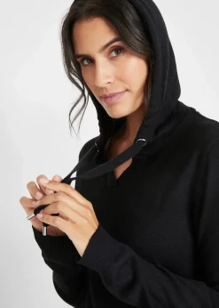 bonprix Bekleidung·Umstandsmode|Bekleidung·Pullover & Strickjacken^Strickkleid mit Kapuze schwarz