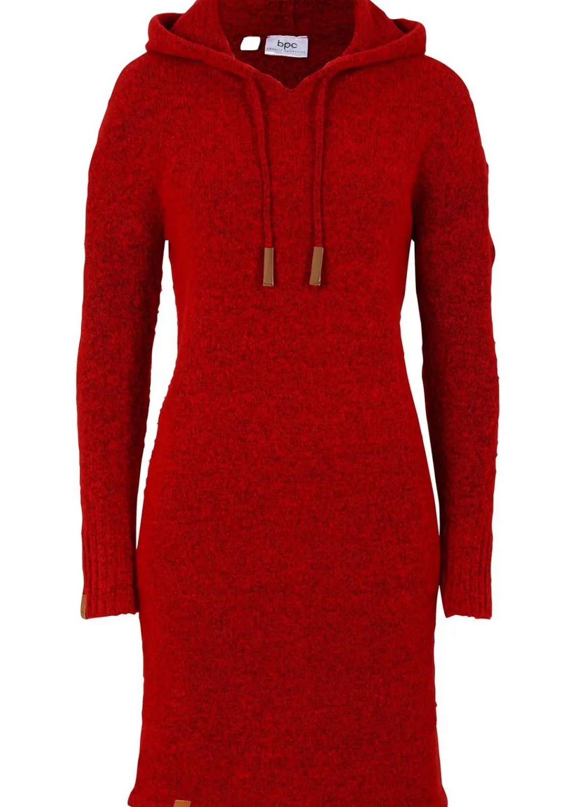 bonprix Kleider|Strickmode^Strickkleid mit Kapuze tiefrot
