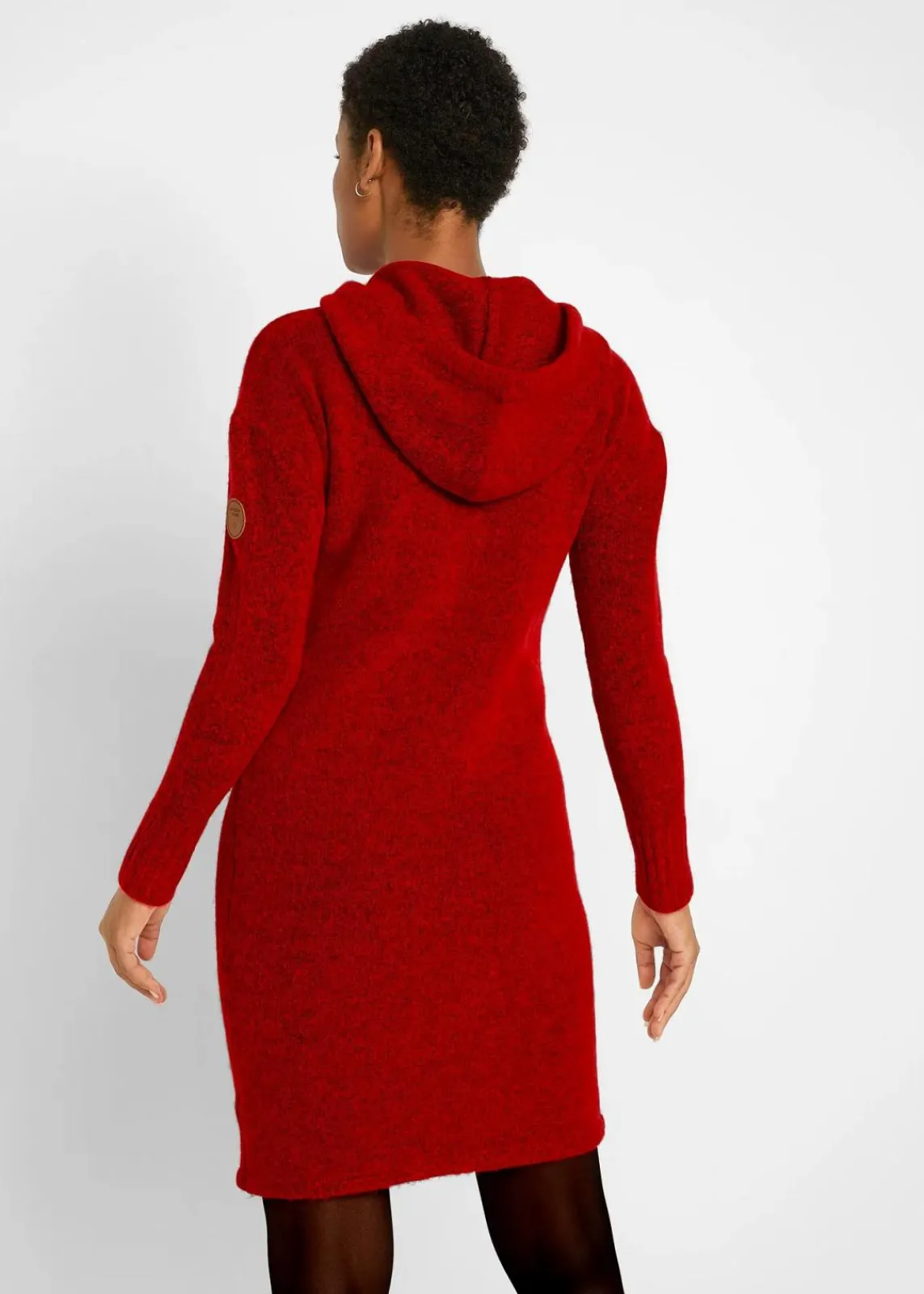 bonprix Kleider|Strickmode^Strickkleid mit Kapuze tiefrot
