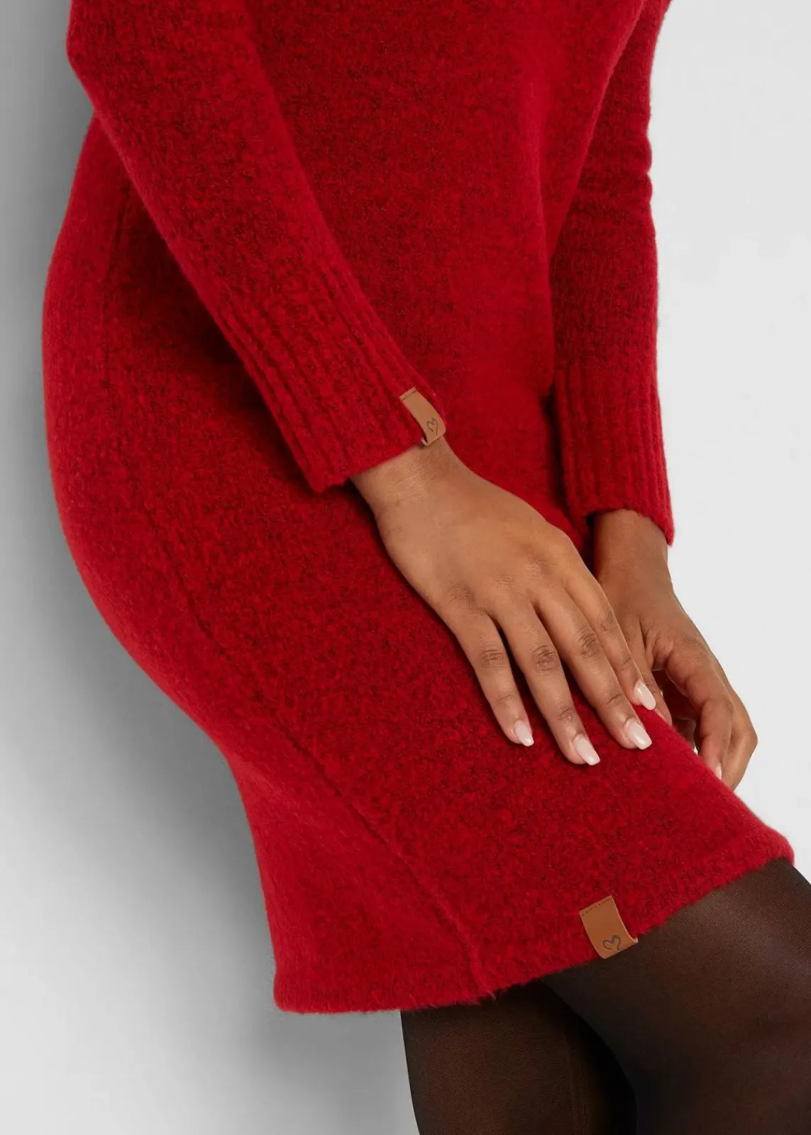 bonprix Kleider|Strickmode^Strickkleid mit Kapuze tiefrot