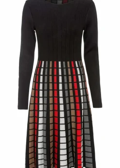 bonprix Bekleidung·Umstandsmode|Bekleidung·Pullover & Strickjacken^Strickkleid mit Karos schwarz/rot/braun/wollweiß kariert