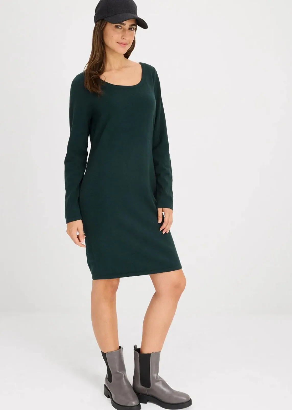 bonprix Bekleidung·Umstandsmode|Strickmode^Strickkleid mit legerem Schnitt tiefgrün