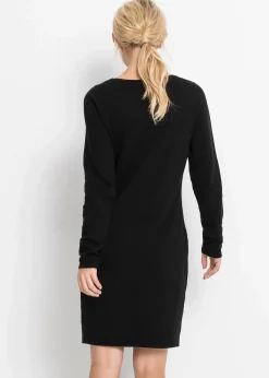 bonprix Basics|Bekleidung·Pullover & Strickjacken^Strickkleid mit legerem Schnitt schwarz