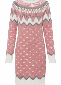 bonprix Bekleidung·Umstandsmode|Strickmode^Strickkleid mit Norwegermuster rosa norwegermuster