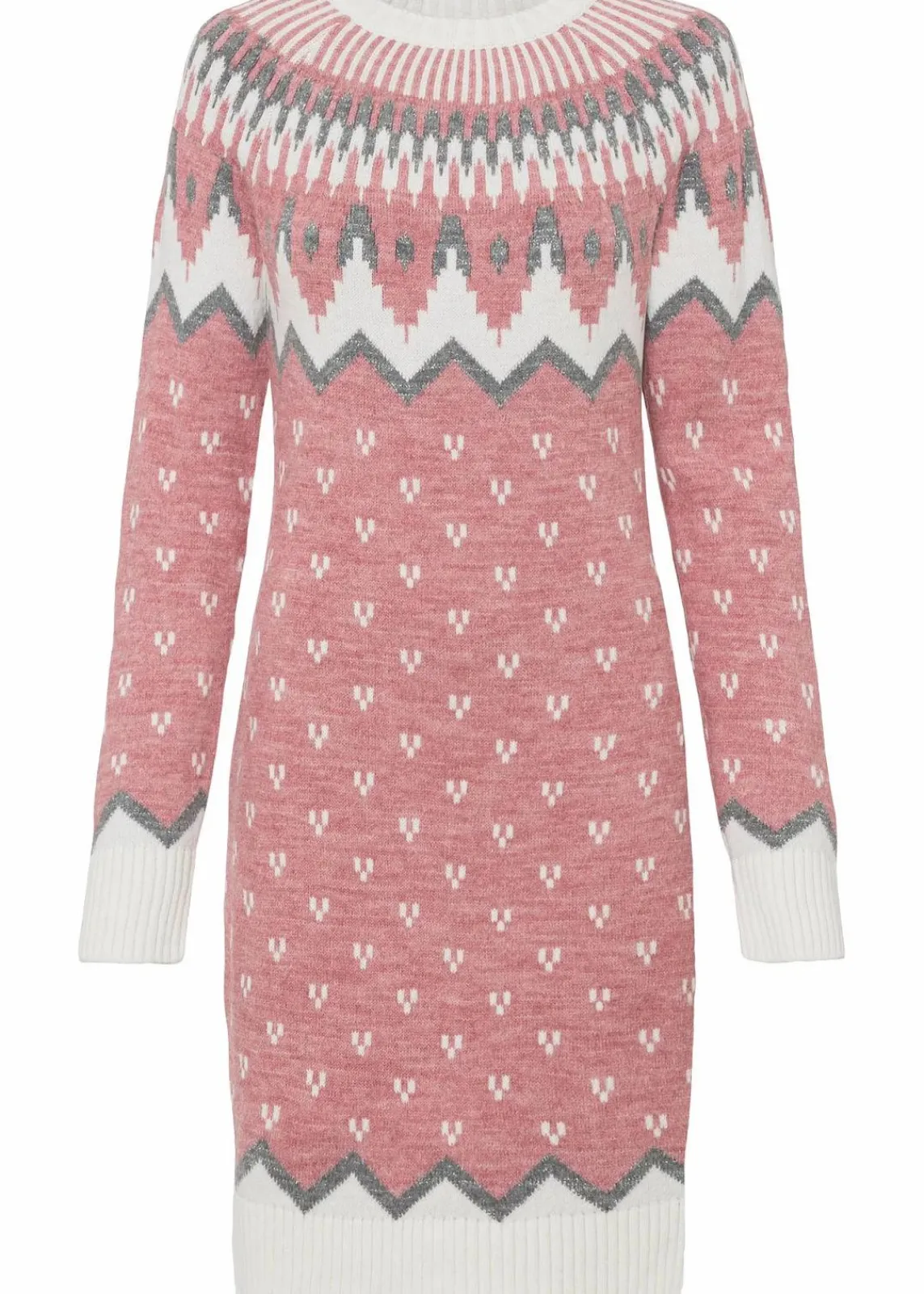 bonprix Bekleidung·Umstandsmode|Strickmode^Strickkleid mit Norwegermuster rosa norwegermuster