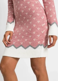 bonprix Bekleidung·Umstandsmode|Strickmode^Strickkleid mit Norwegermuster rosa norwegermuster