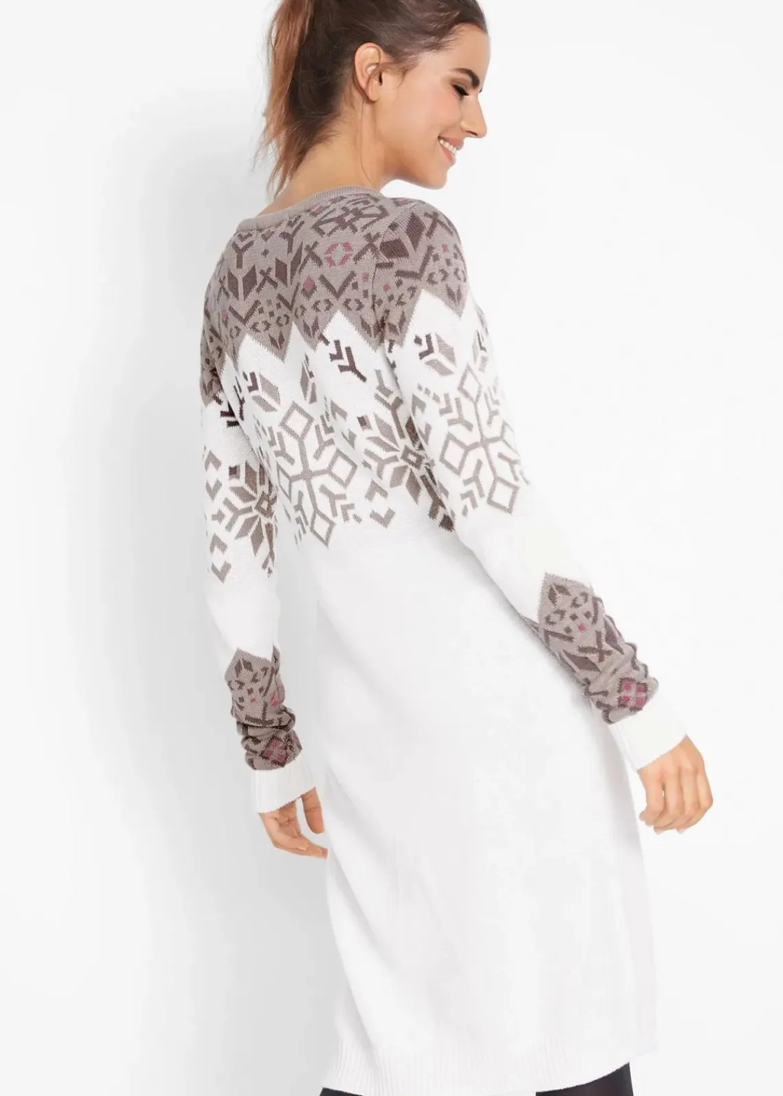 bonprix Bekleidung·Umstandsmode|Kleider^Strickkleid mit Norwegermuster wollweiß Norwegermuster