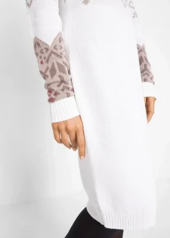 bonprix Bekleidung·Umstandsmode|Kleider^Strickkleid mit Norwegermuster wollweiß Norwegermuster